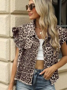 Wildly Chic Ruffle Denim Vest | SM101